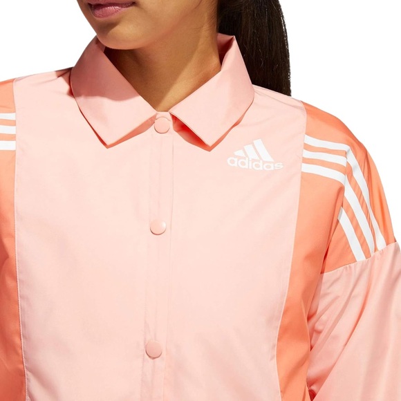 Adidas Peach Colored Collared Windbreaker Jacket - Picture 1 of 6